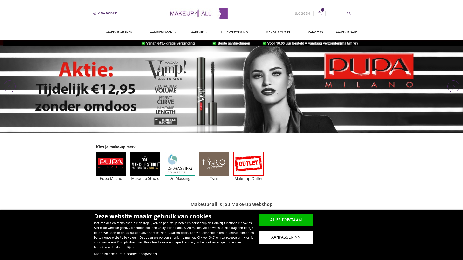 Screenshot van makeup4all.nl