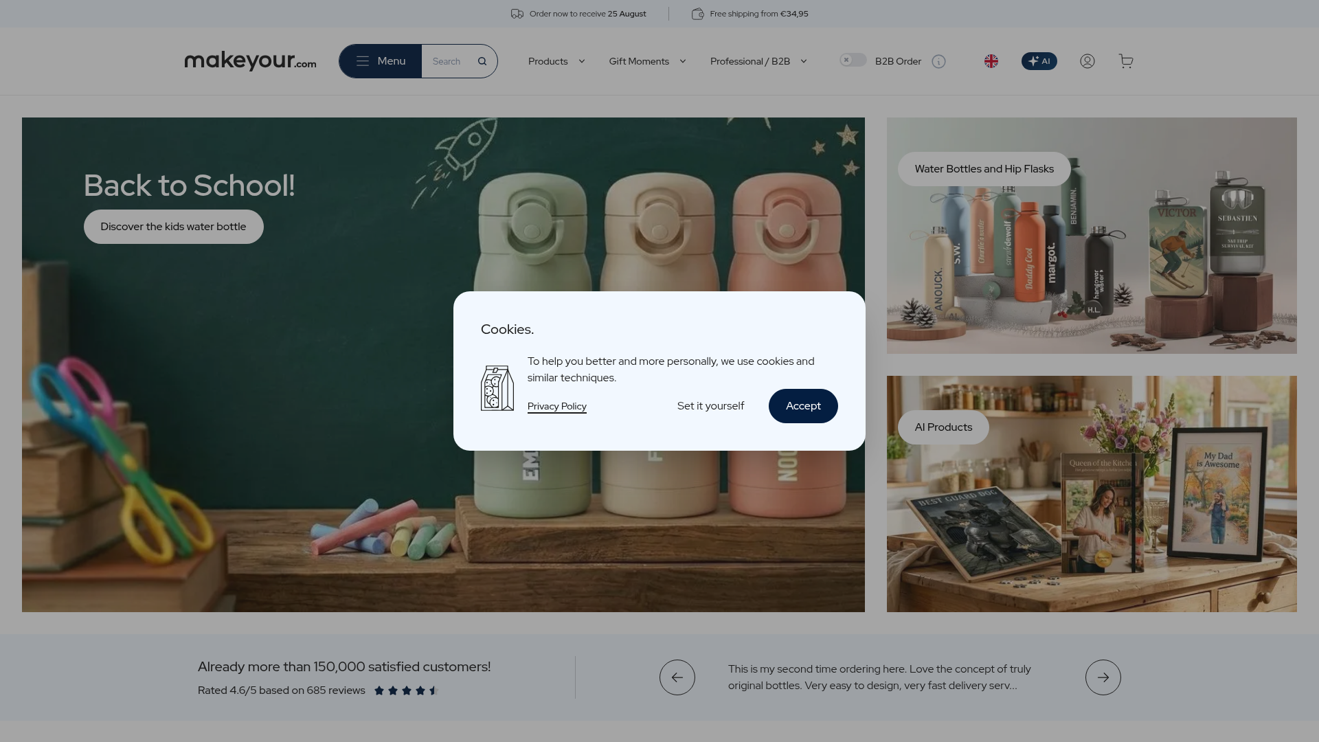 Screenshot van makeyour.com