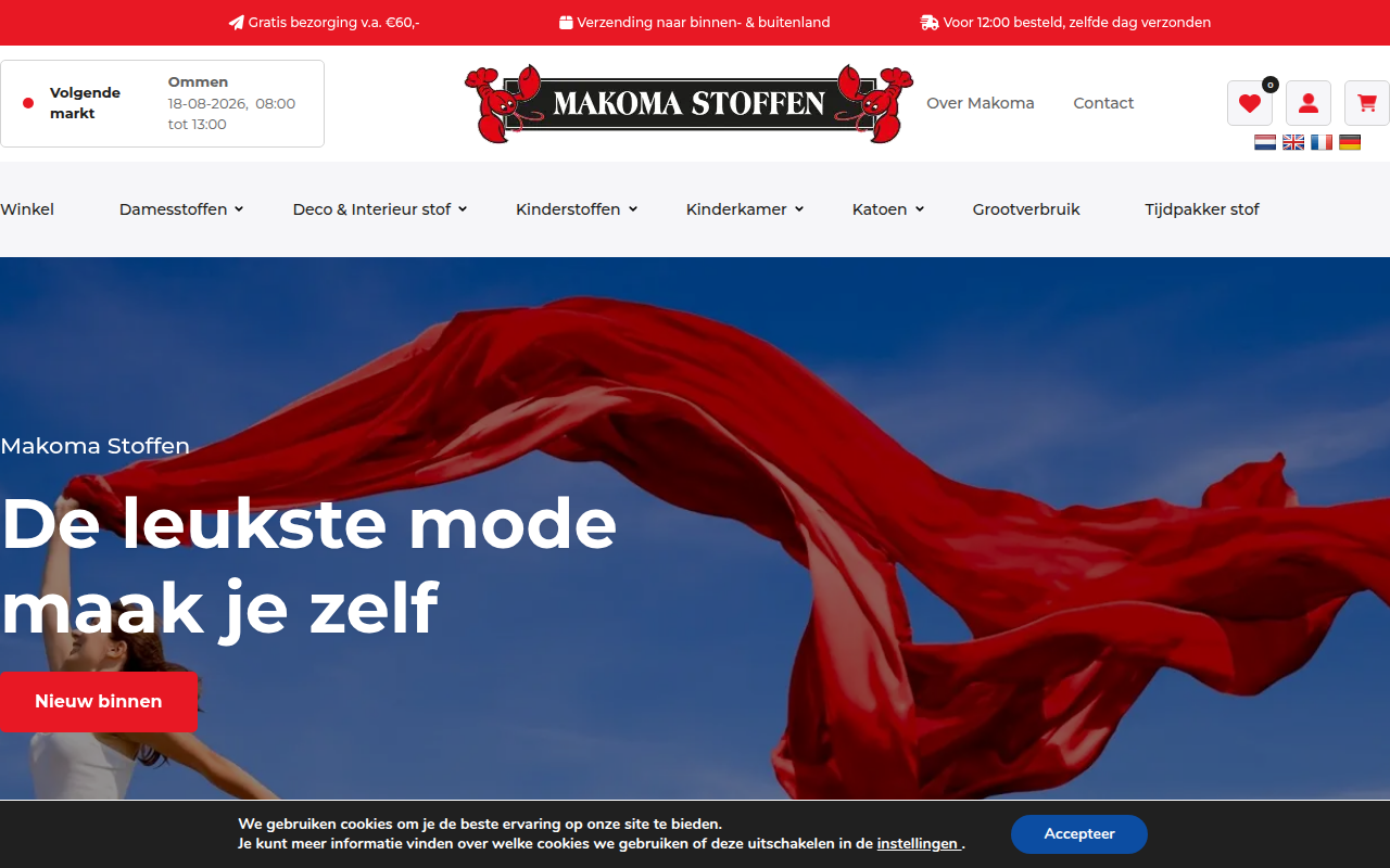 Screenshot van makomastoffen.nl