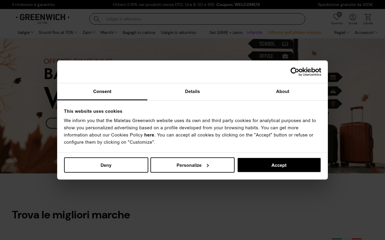Screenshot van maletasgreenwich.com