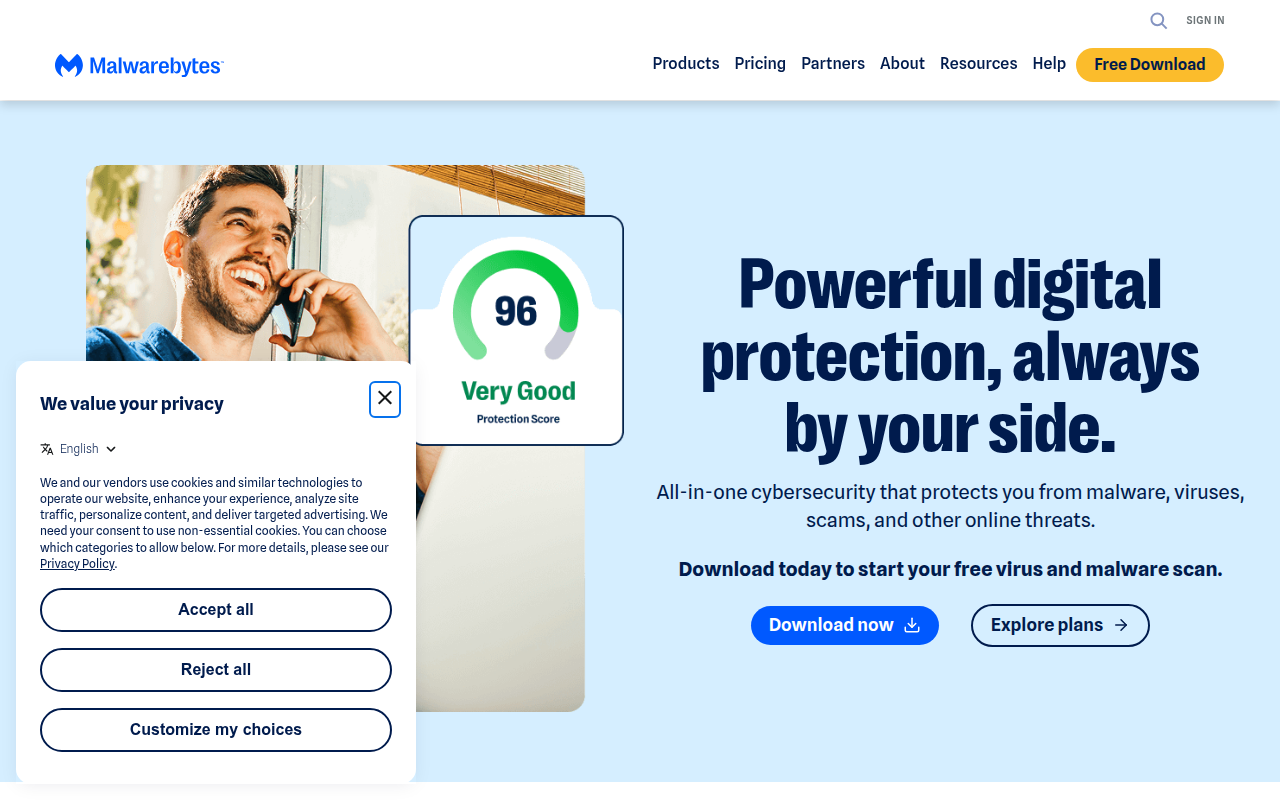 Screenshot van malwarebytes.com