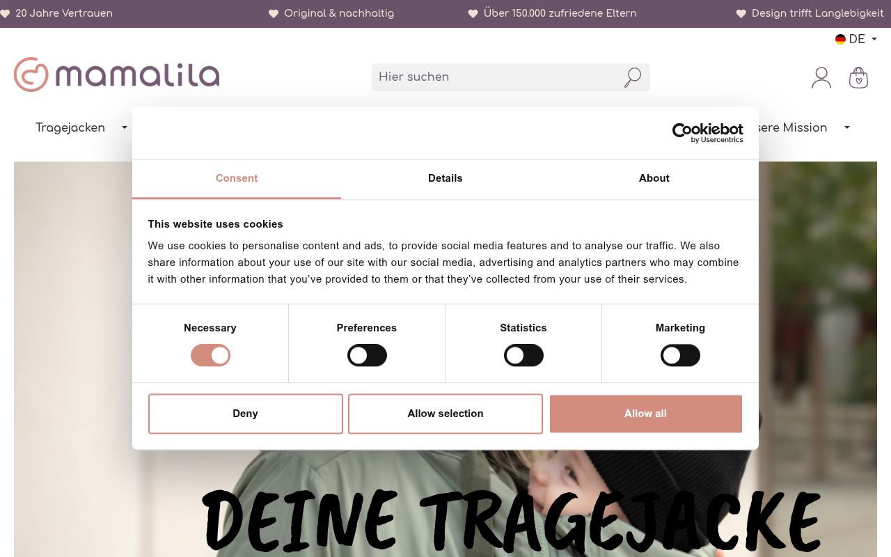 Screenshot van mamalila.de