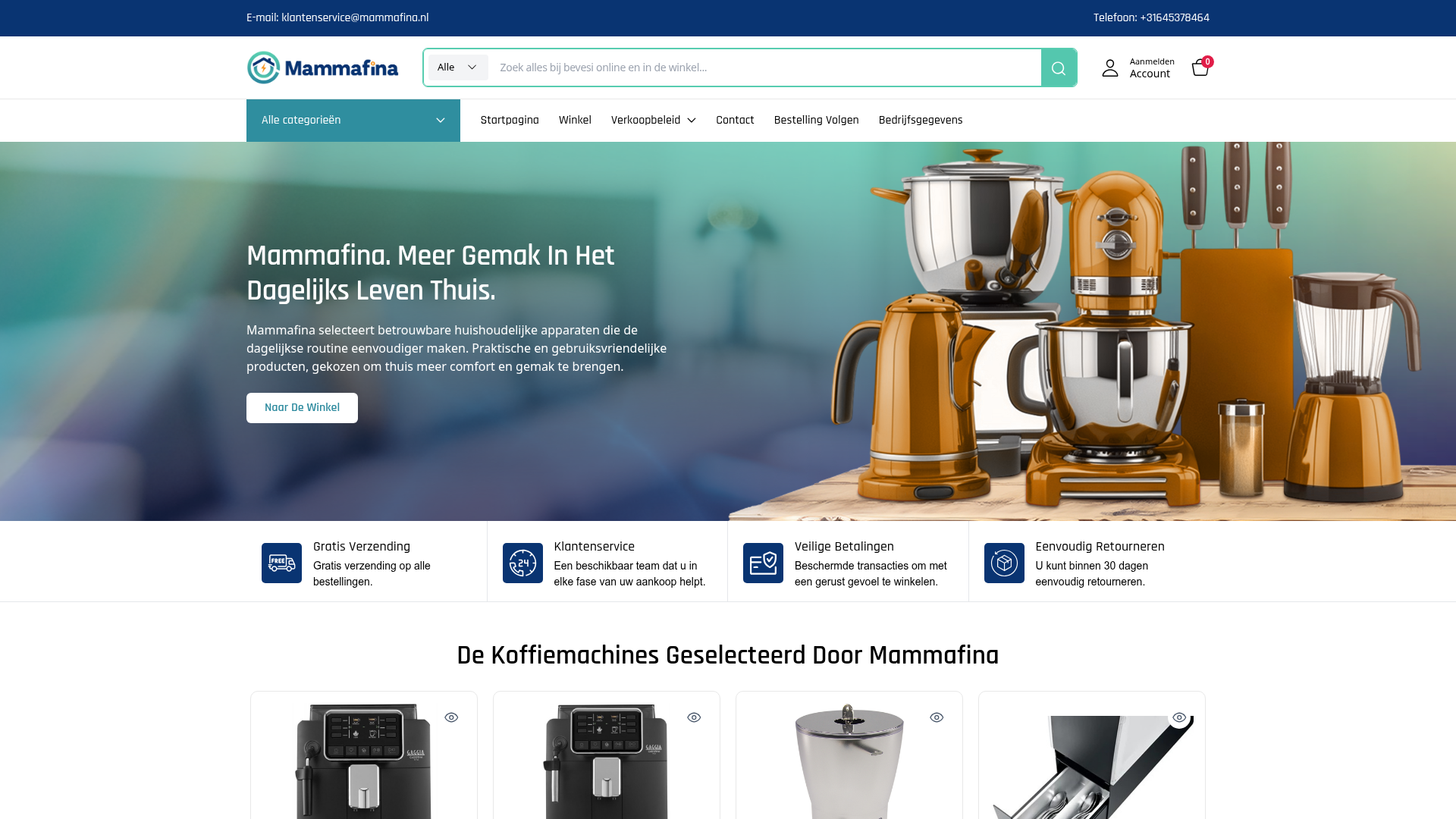 Screenshot van mammafina.nl