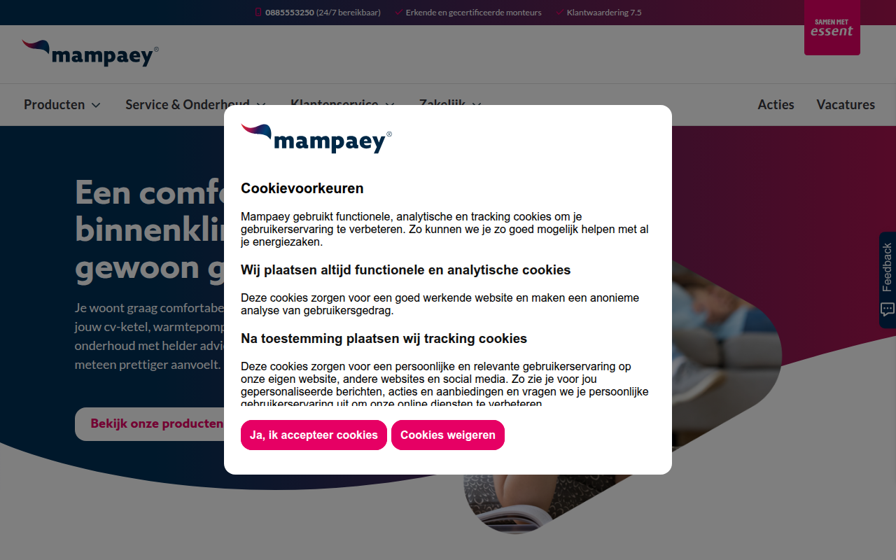 Screenshot van mampaey.nl