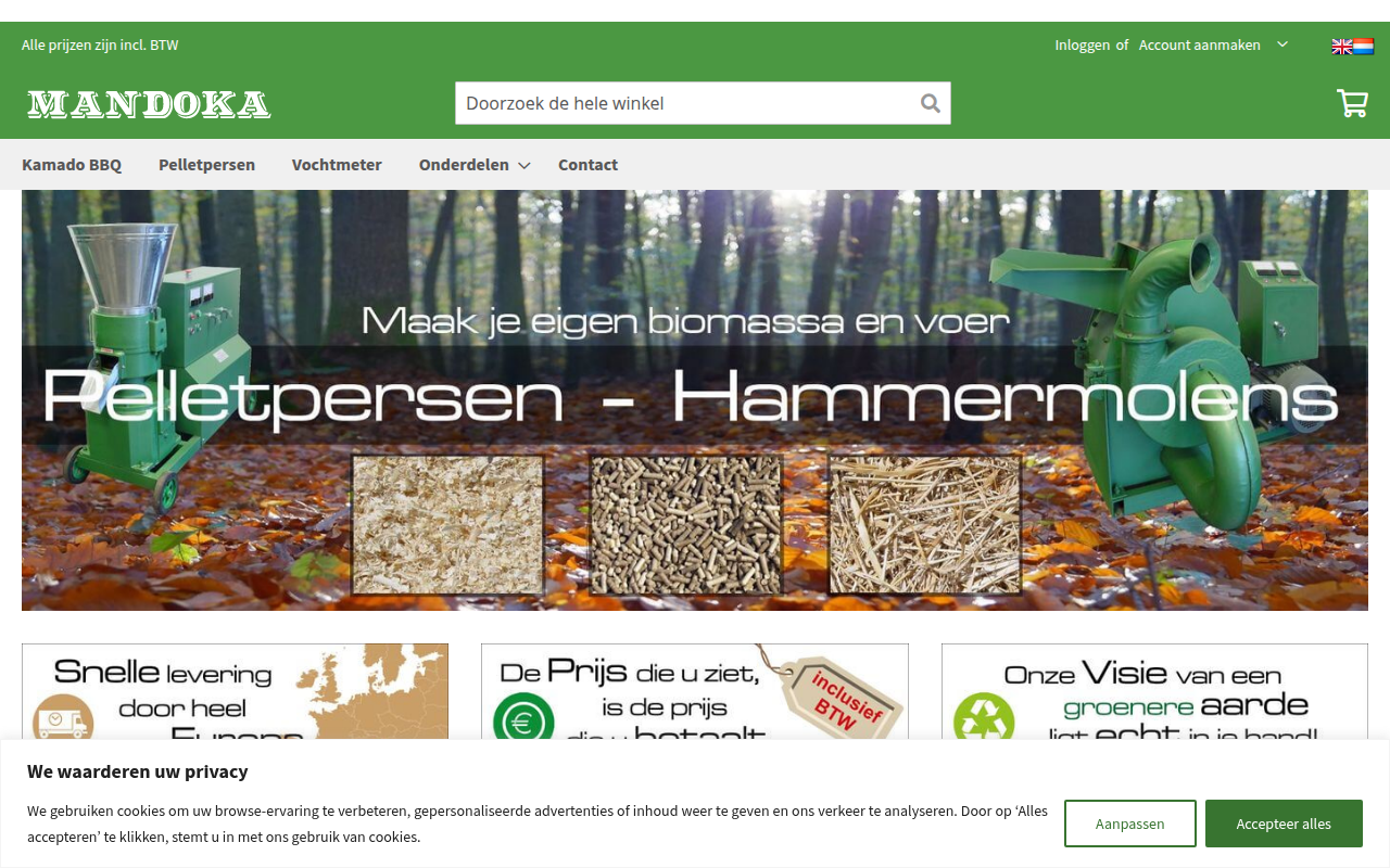 Screenshot van mandoka.com