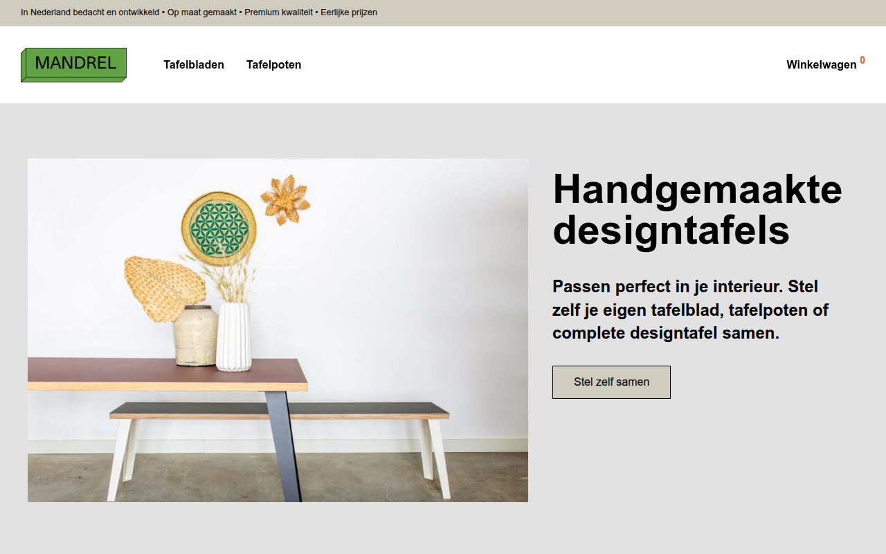 Screenshot van mandrel.nl