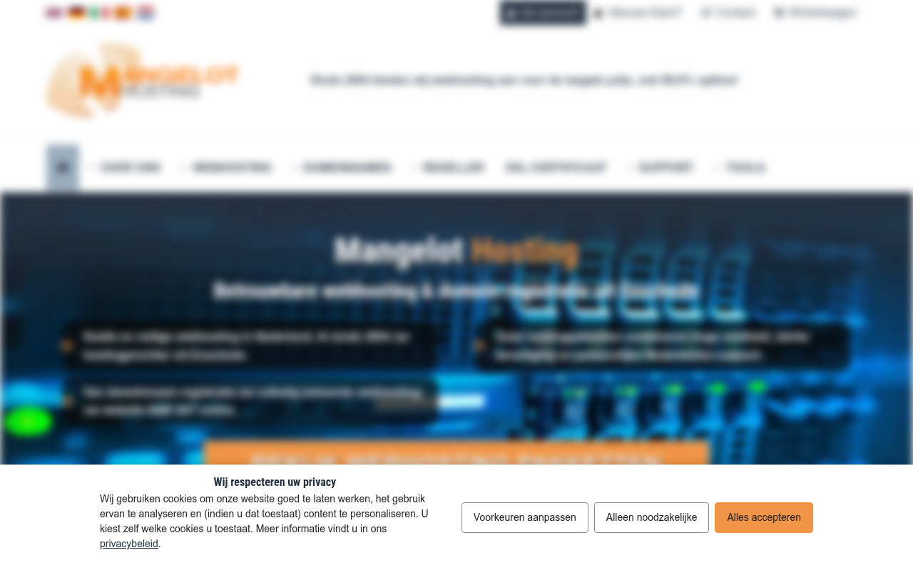 Screenshot van Mangelot-hosting