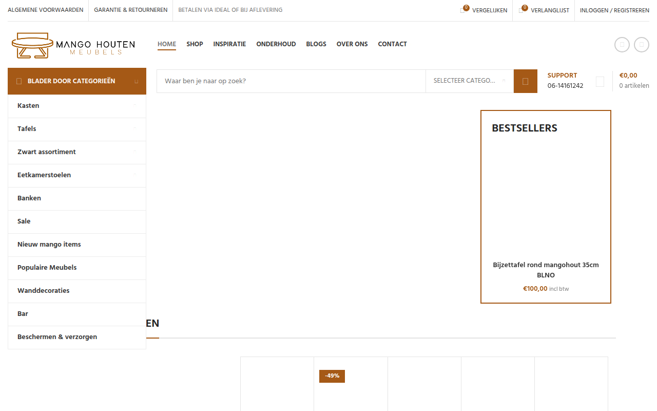 Screenshot van mangohoutenmeubels.nl