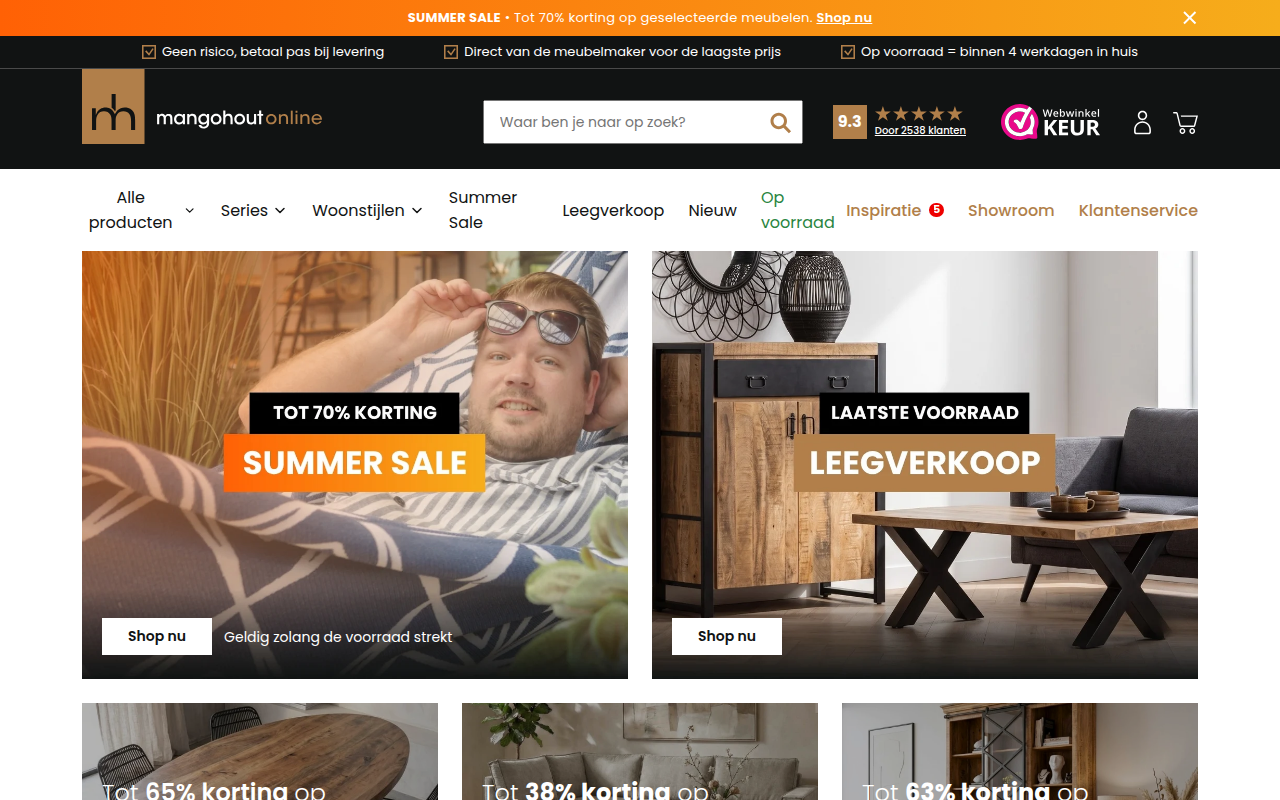 Screenshot van mangohoutonline.nl