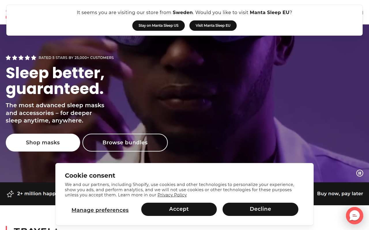 Screenshot van mantasleep.com