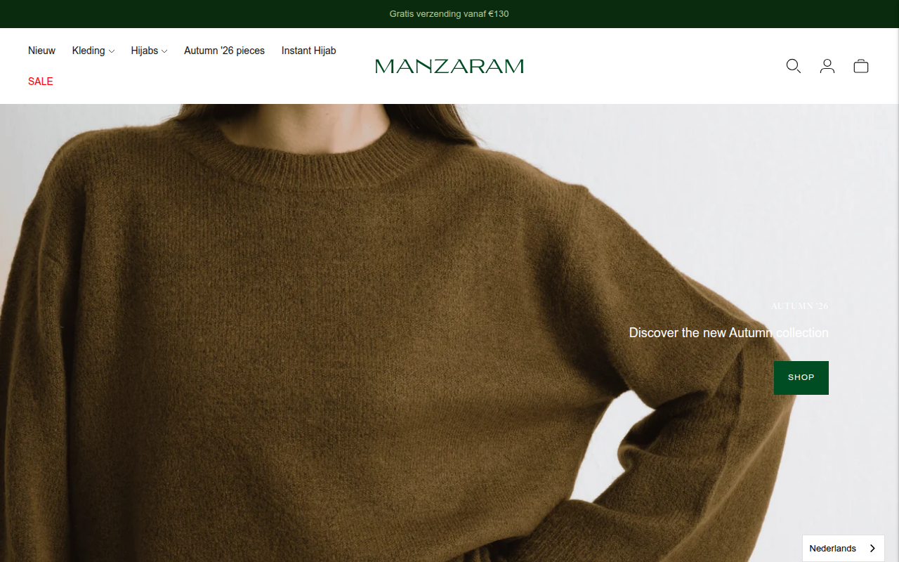 Screenshot van manzaram.nl