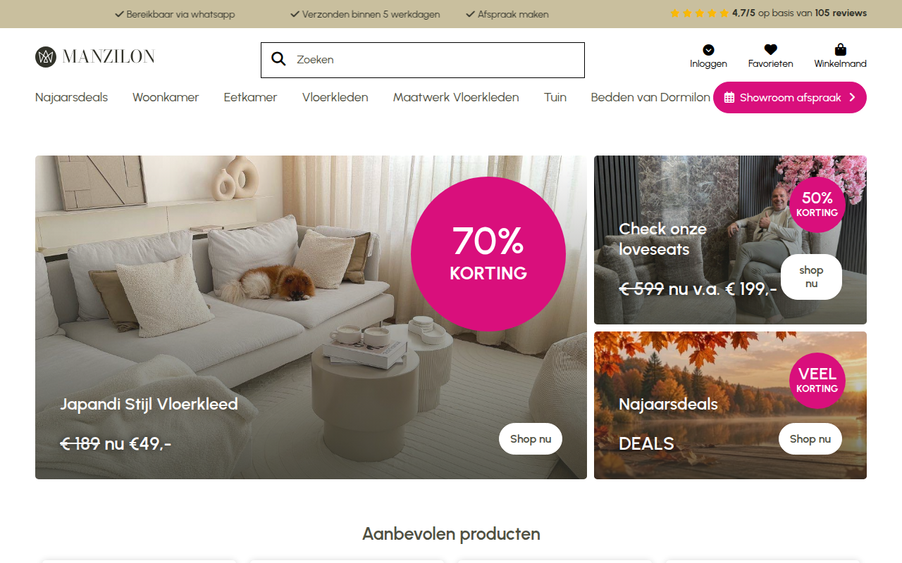 Screenshot van manzilon.nl