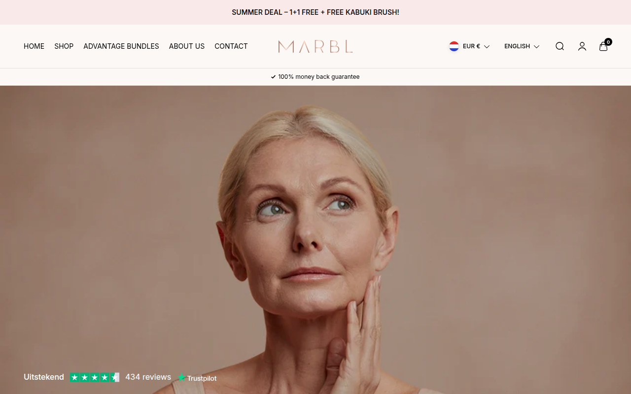 Screenshot van marblcosmetics.com