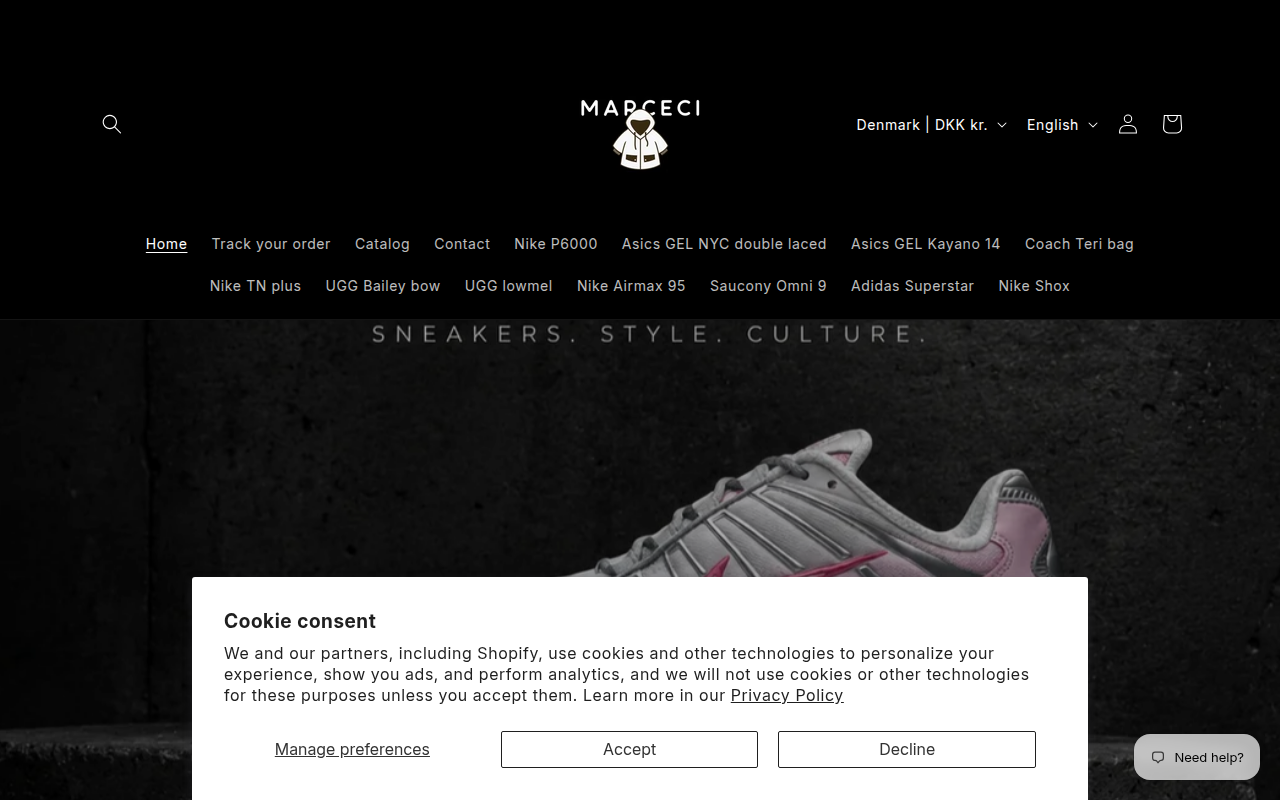 Screenshot van marceci.store