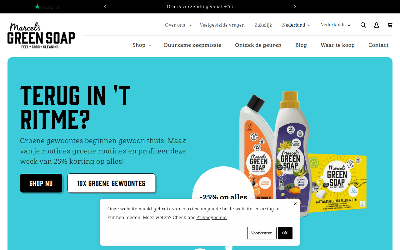 Screenshot van marcelsgreensoap.com