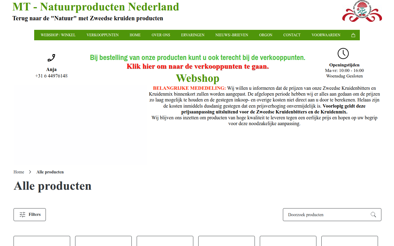 Screenshot van mariatreben.nl