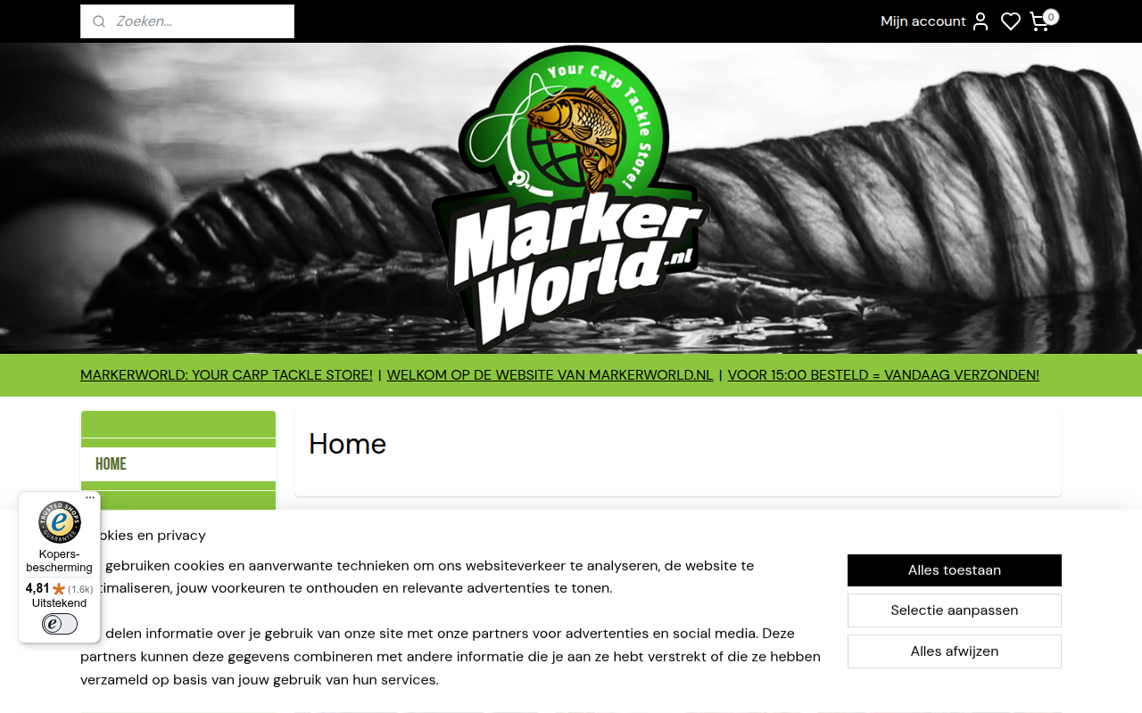 Screenshot van markerworld.nl