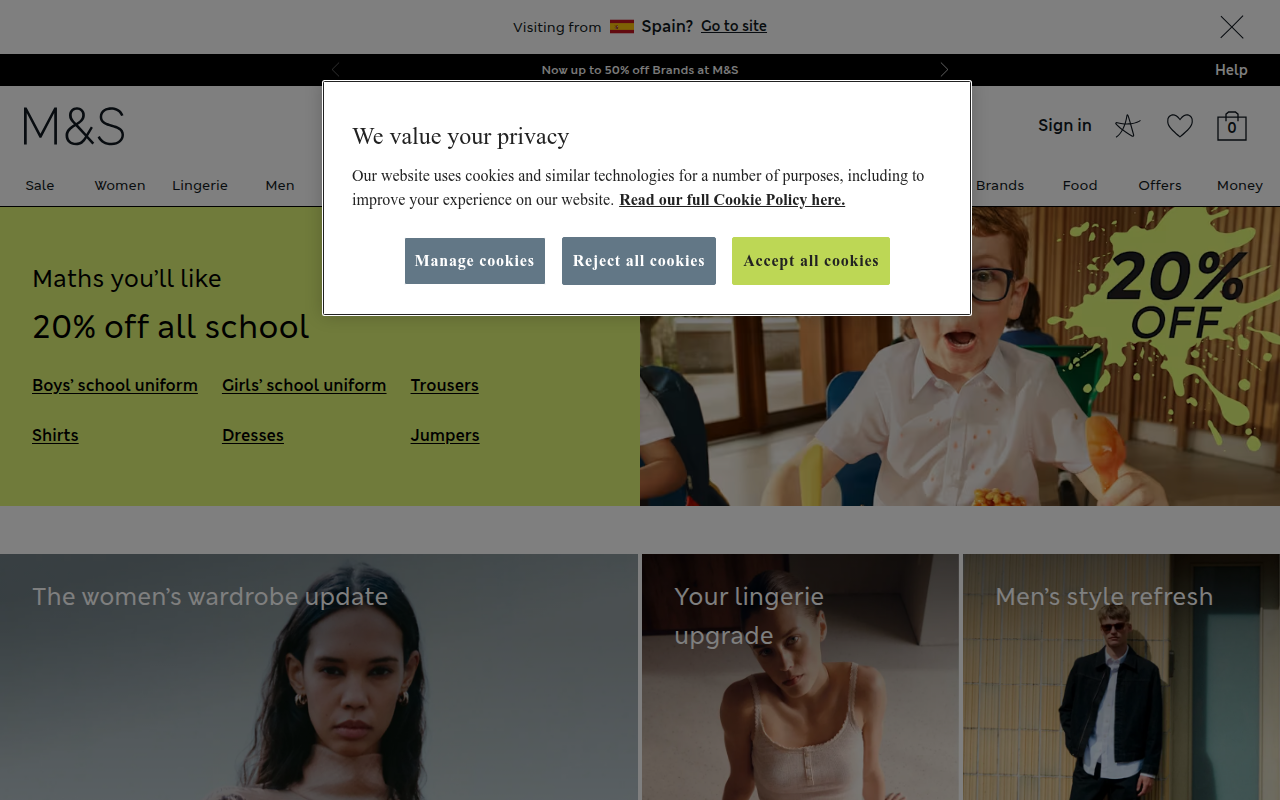 Screenshot van marksandspencer.com