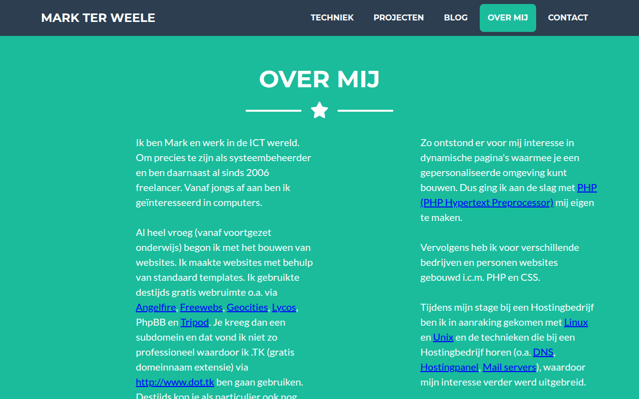 Screenshot van markterweele.nl