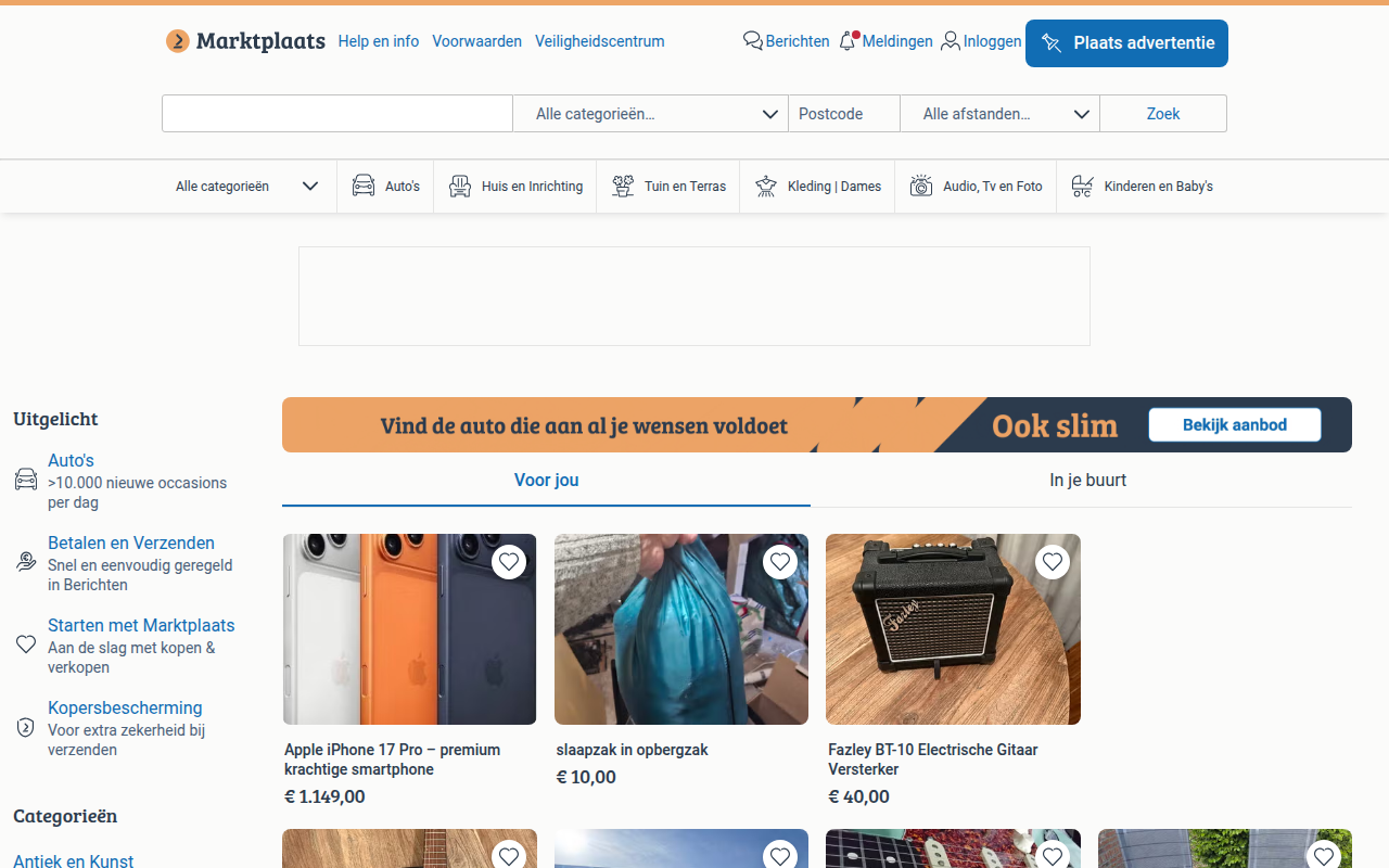 Screenshot van marktplaats.nl