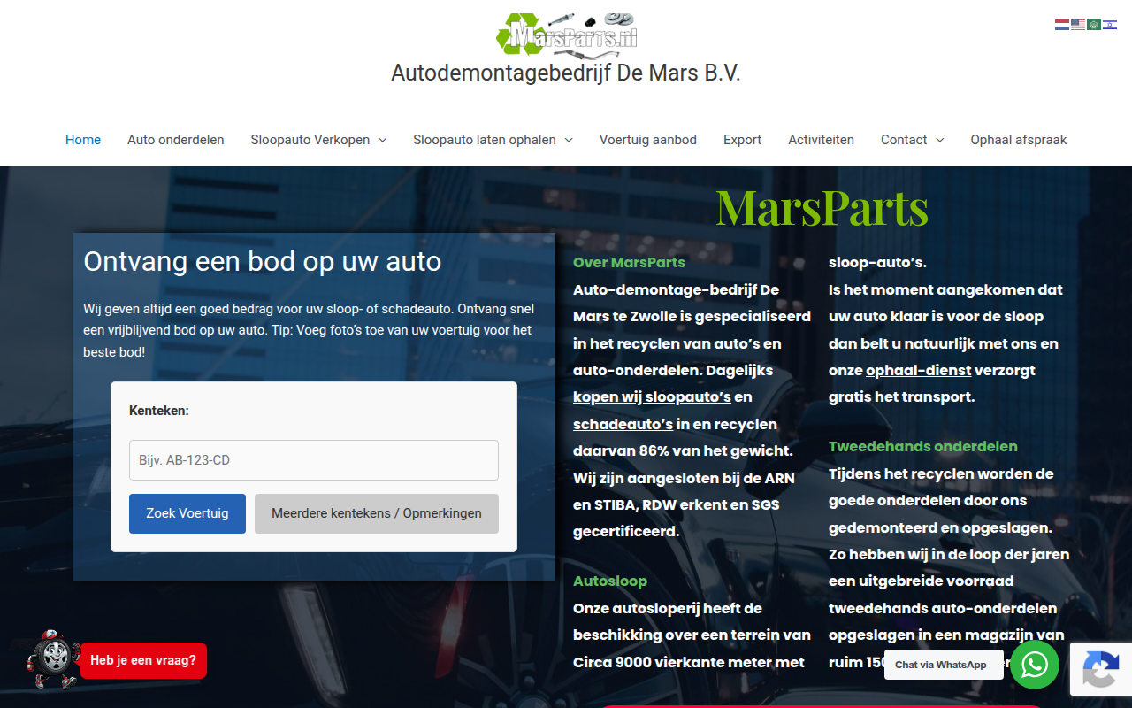 Screenshot van marsparts.nl