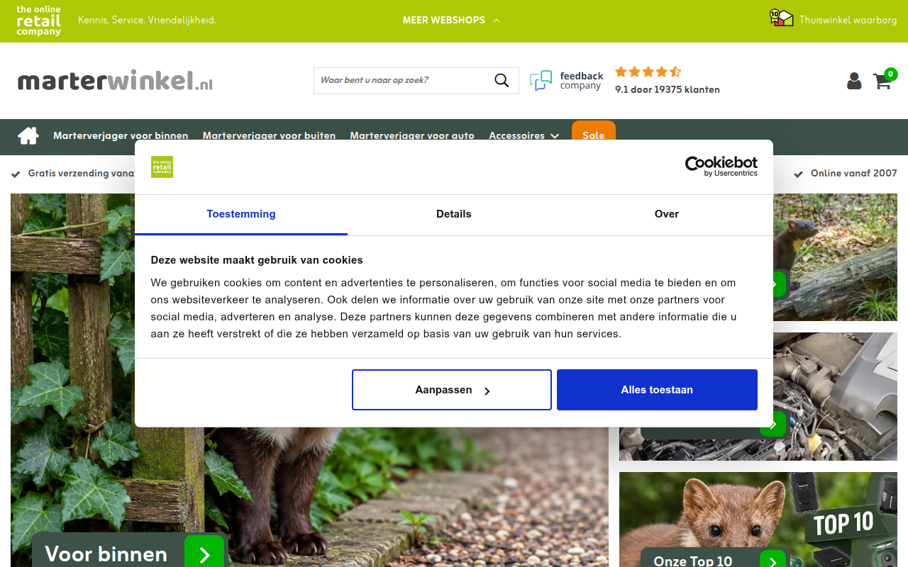 Screenshot van marterwinkel.nl