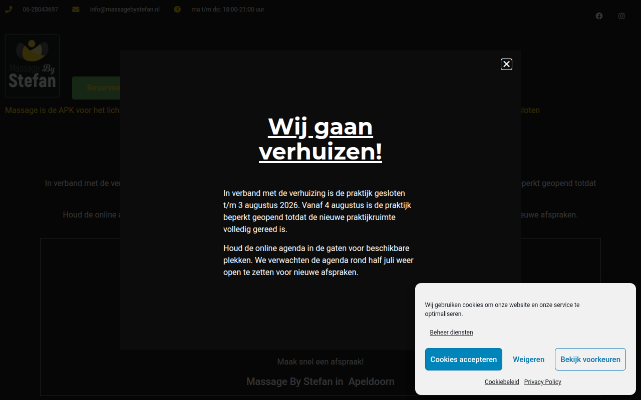 Screenshot van massagebystefan.nl
