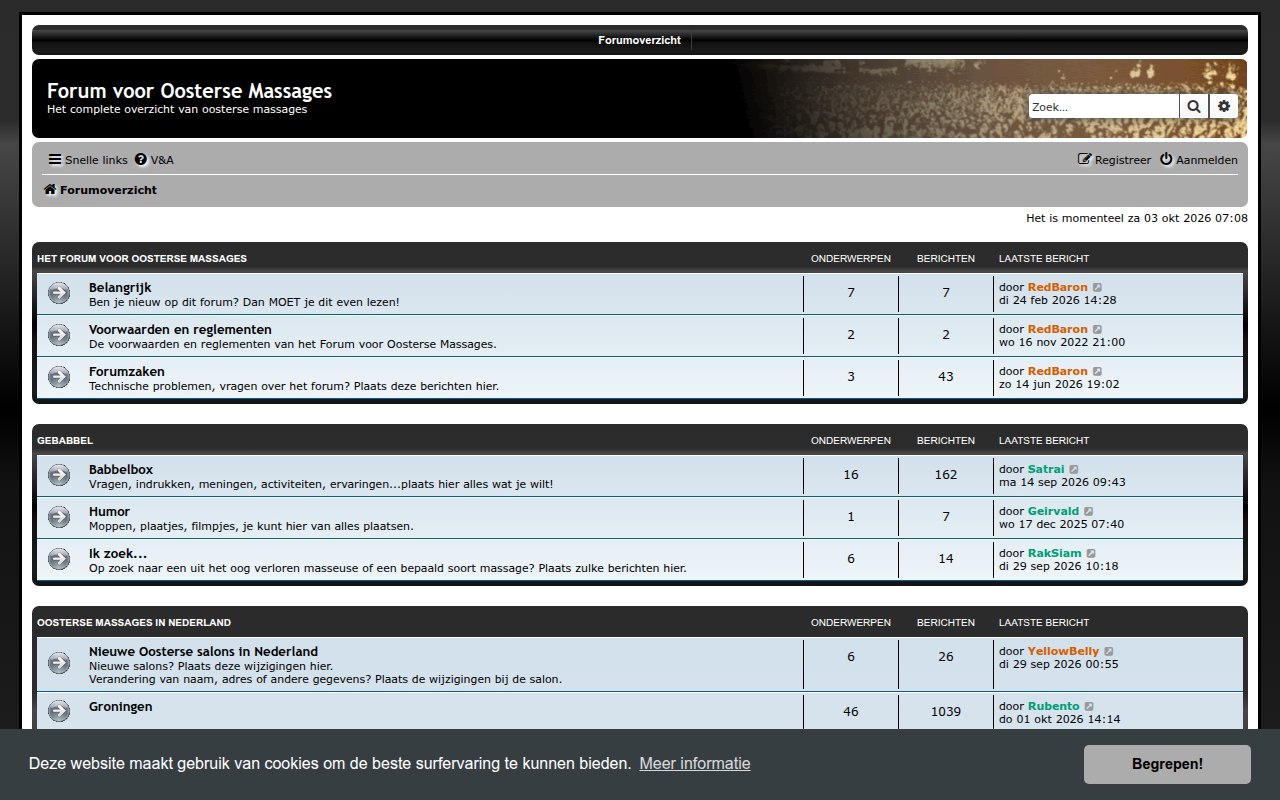 Screenshot van massageforum.nl