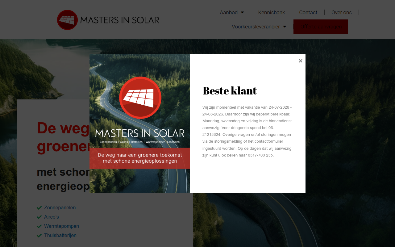 Screenshot van mastersinsolar.nl