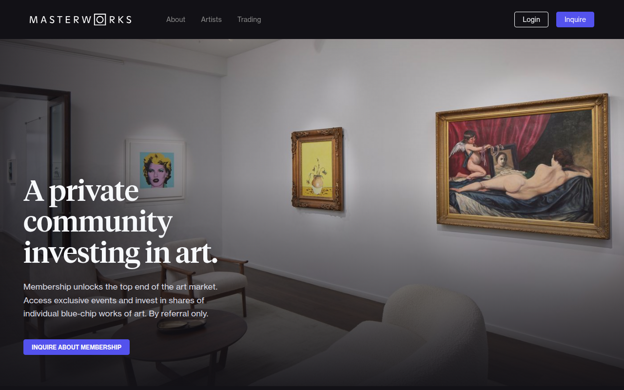Screenshot van masterworks.com