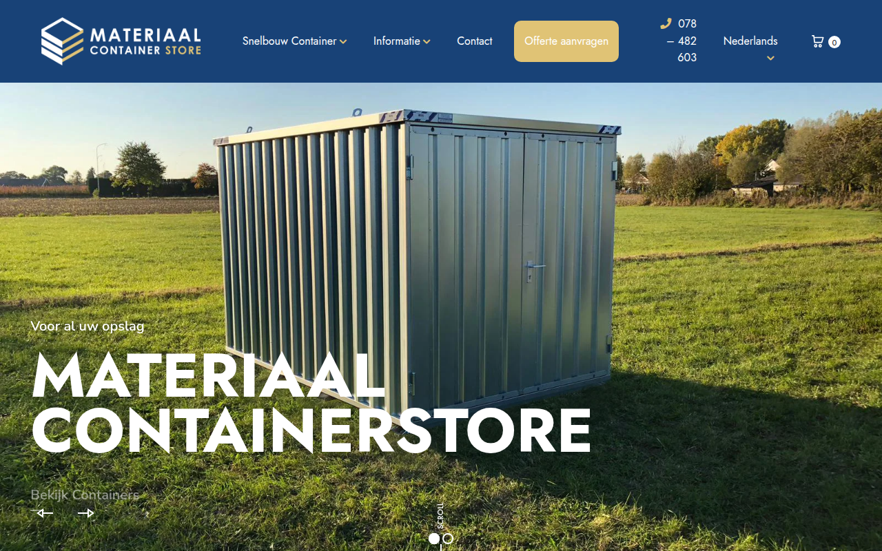 Screenshot van materiaalcontainerstore.be