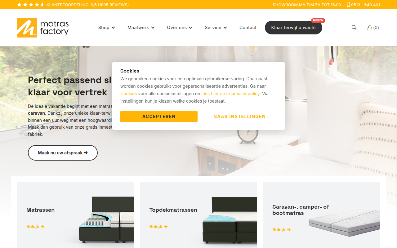 Screenshot van matrasfactory.nl