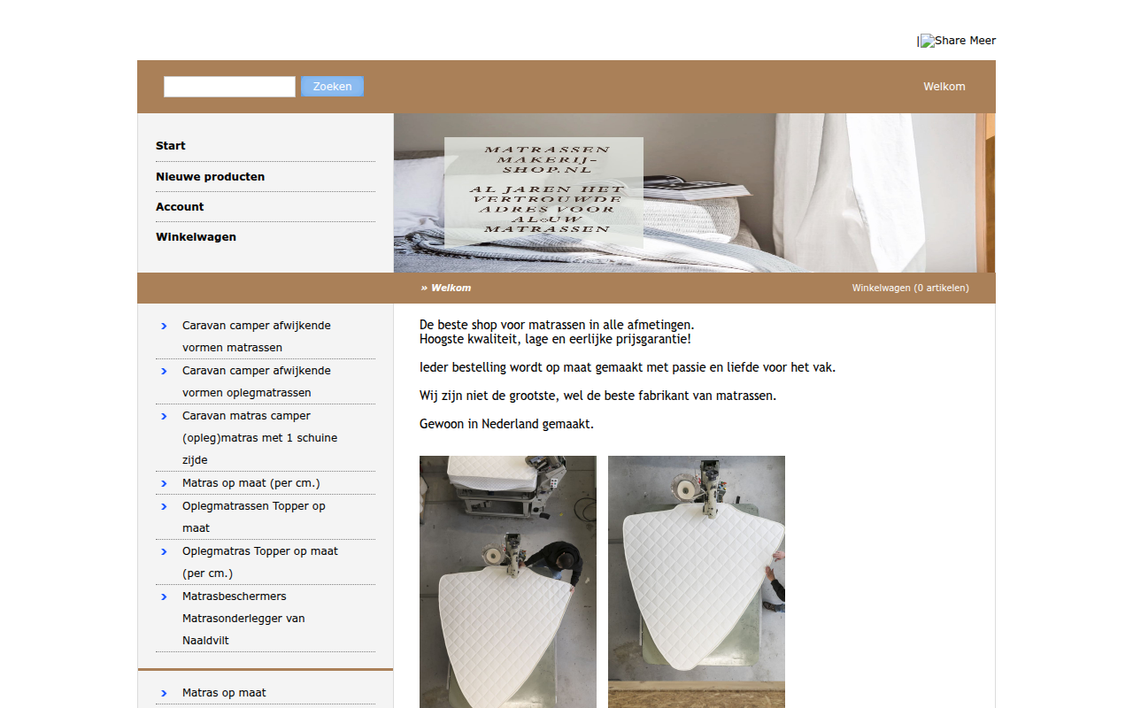 Screenshot van matrassenmakerij-shop.nl