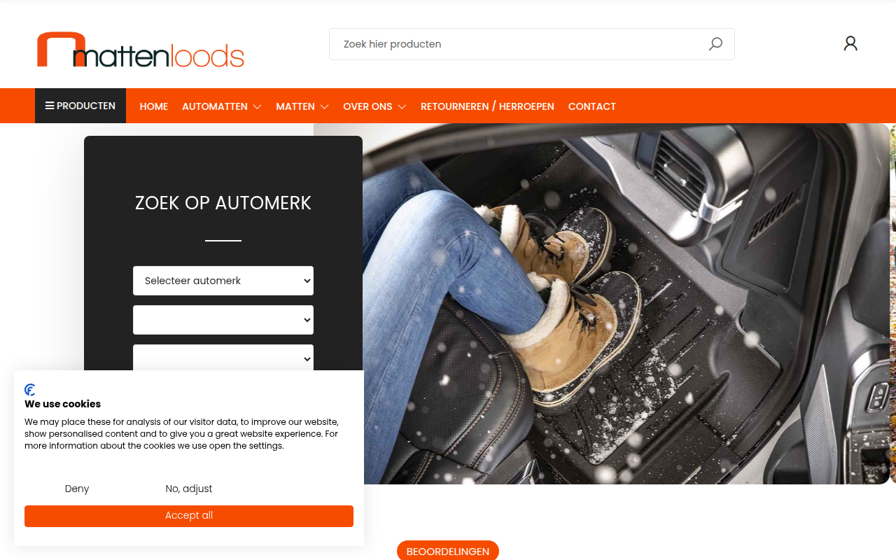 Screenshot van mattenloods.nl
