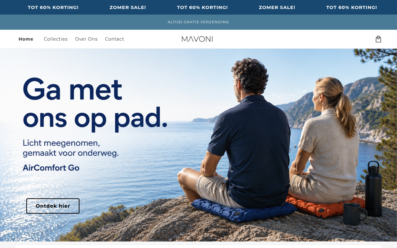 Screenshot van mavoni.nl