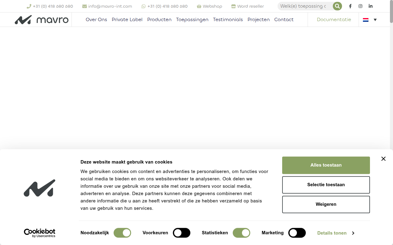 Screenshot van mavro-int.com