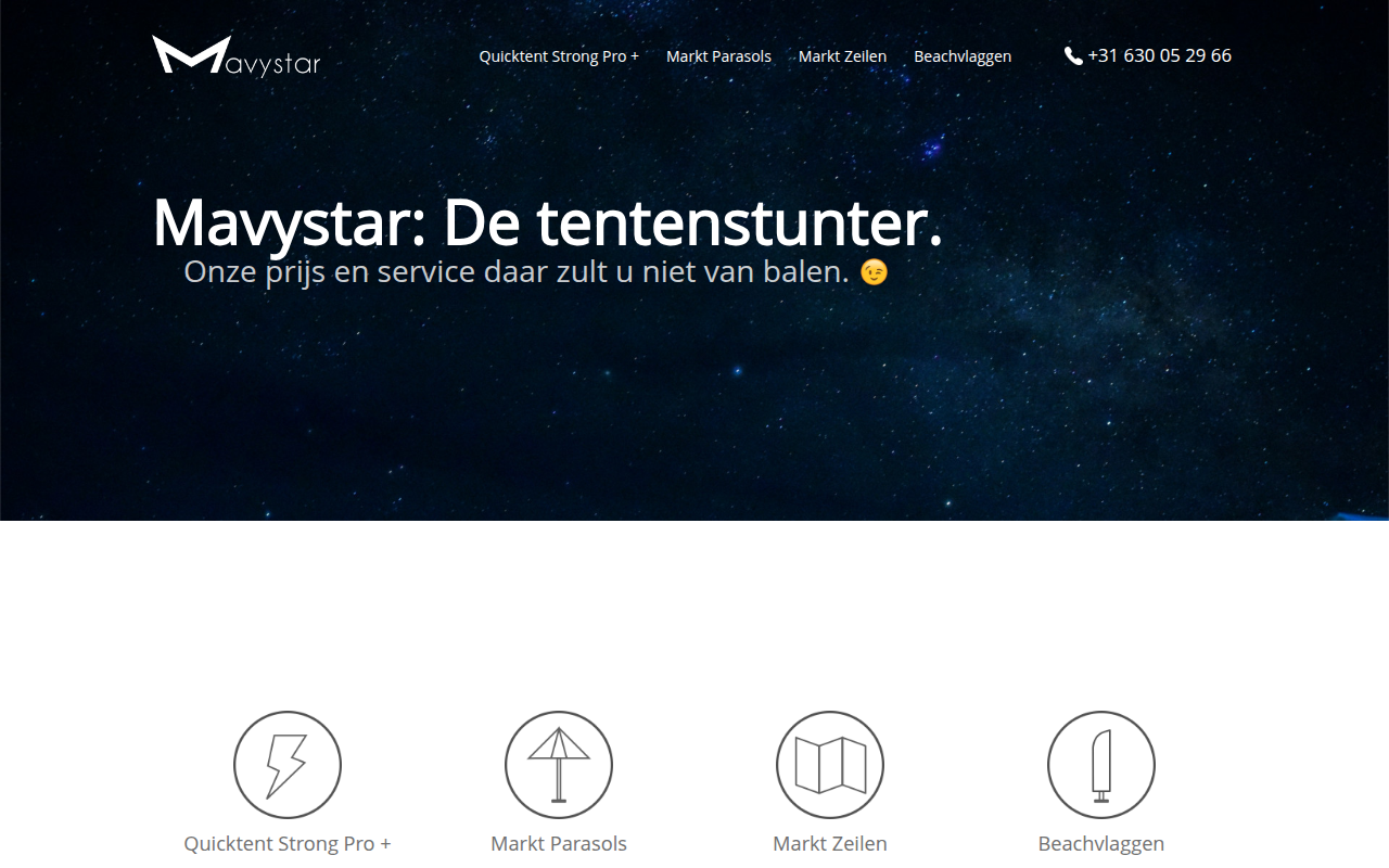 Screenshot van mavystar.com