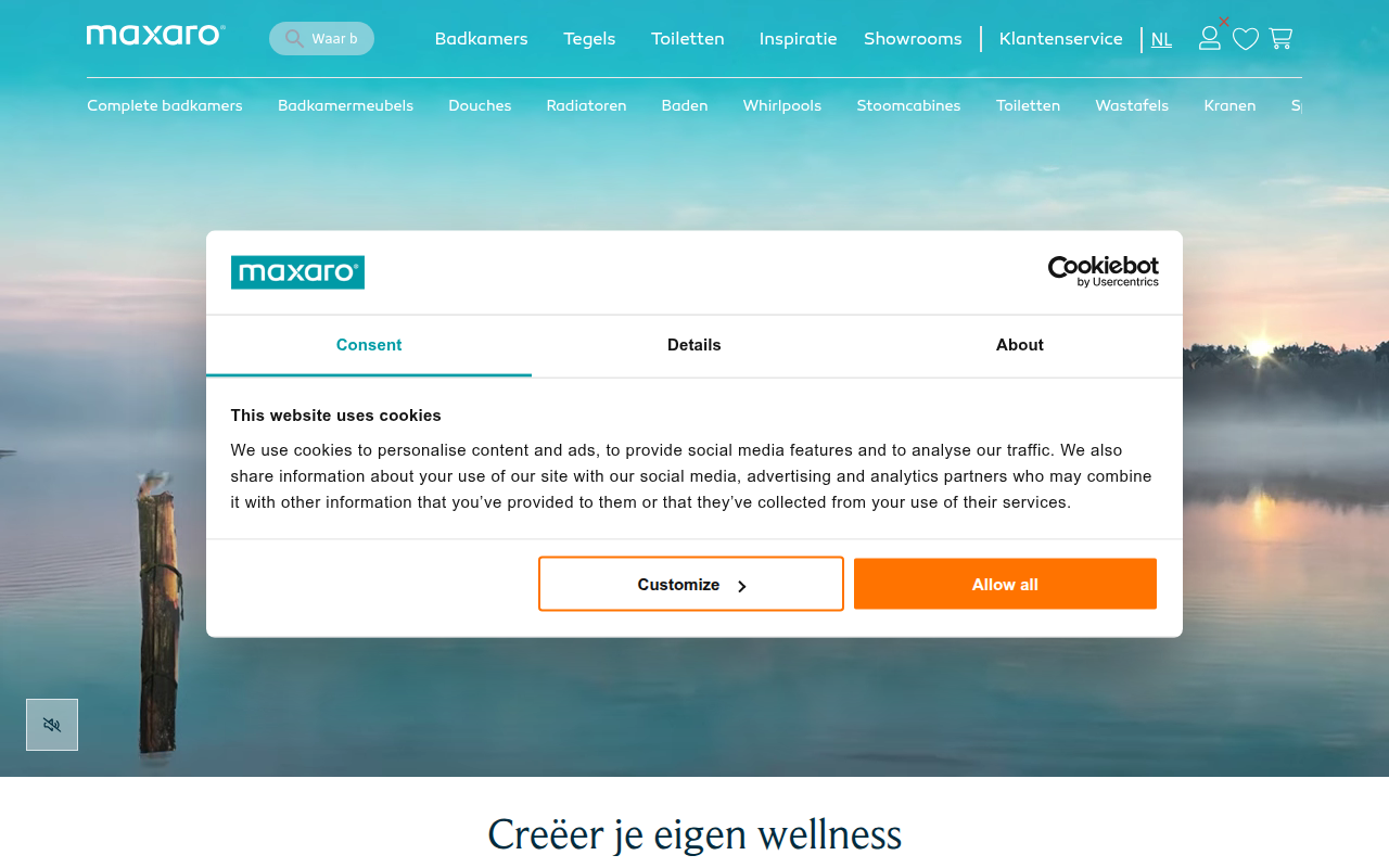 Screenshot van maxaro.nl