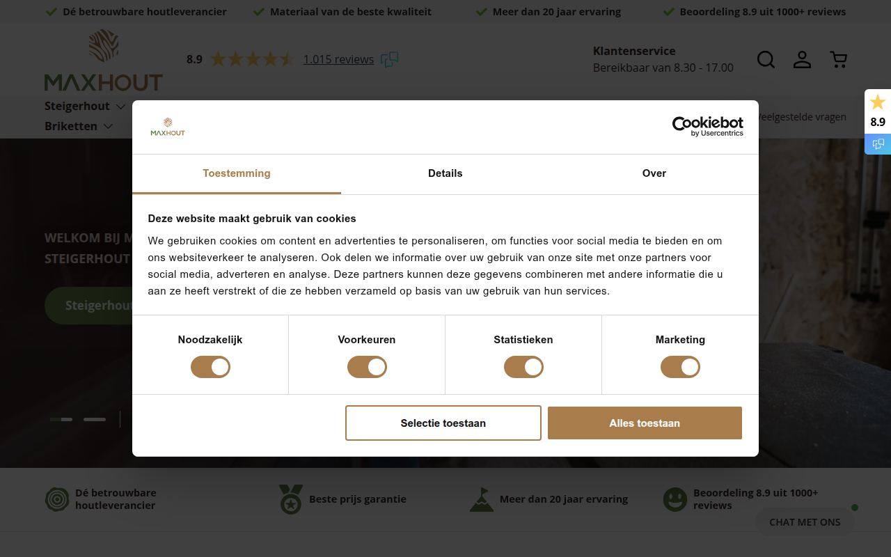 Screenshot van maxhout.nl
