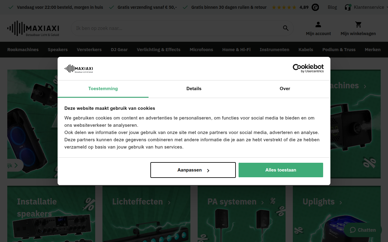 Screenshot van maxiaxi.com