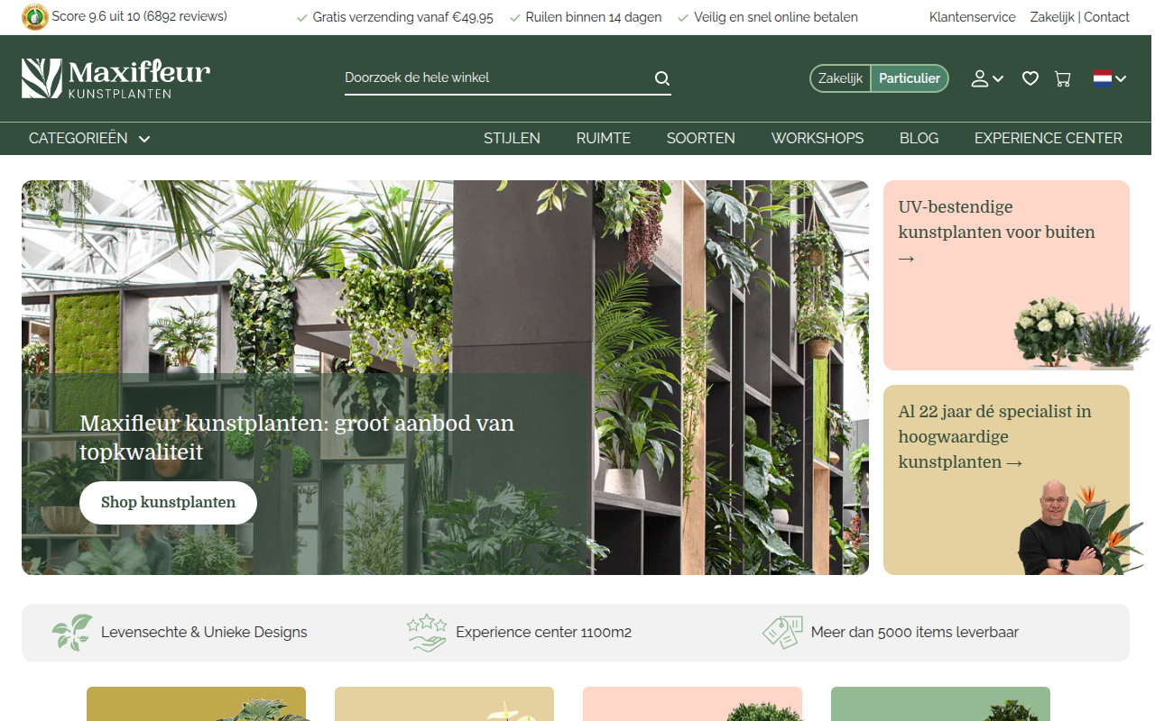 Screenshot van maxifleur-kunstplanten.nl