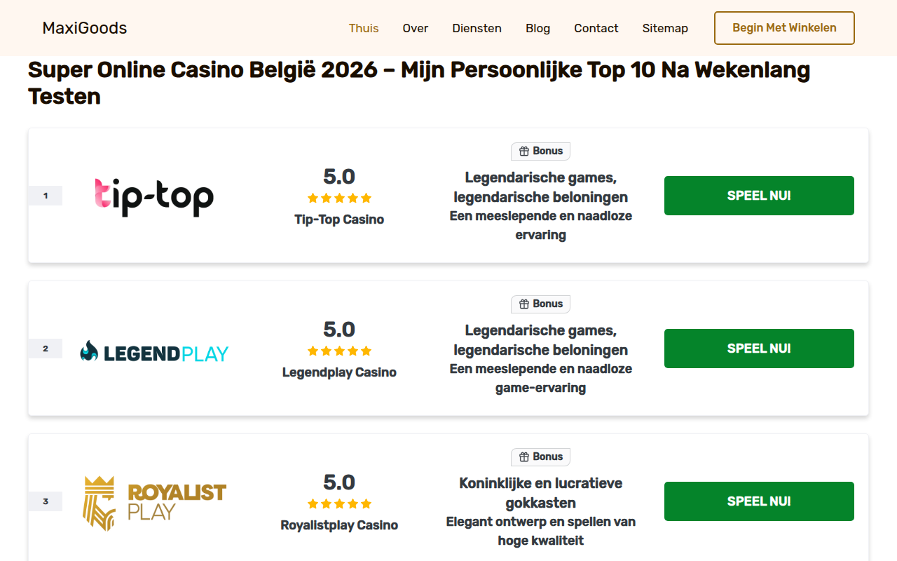 Screenshot van maxigoods.be