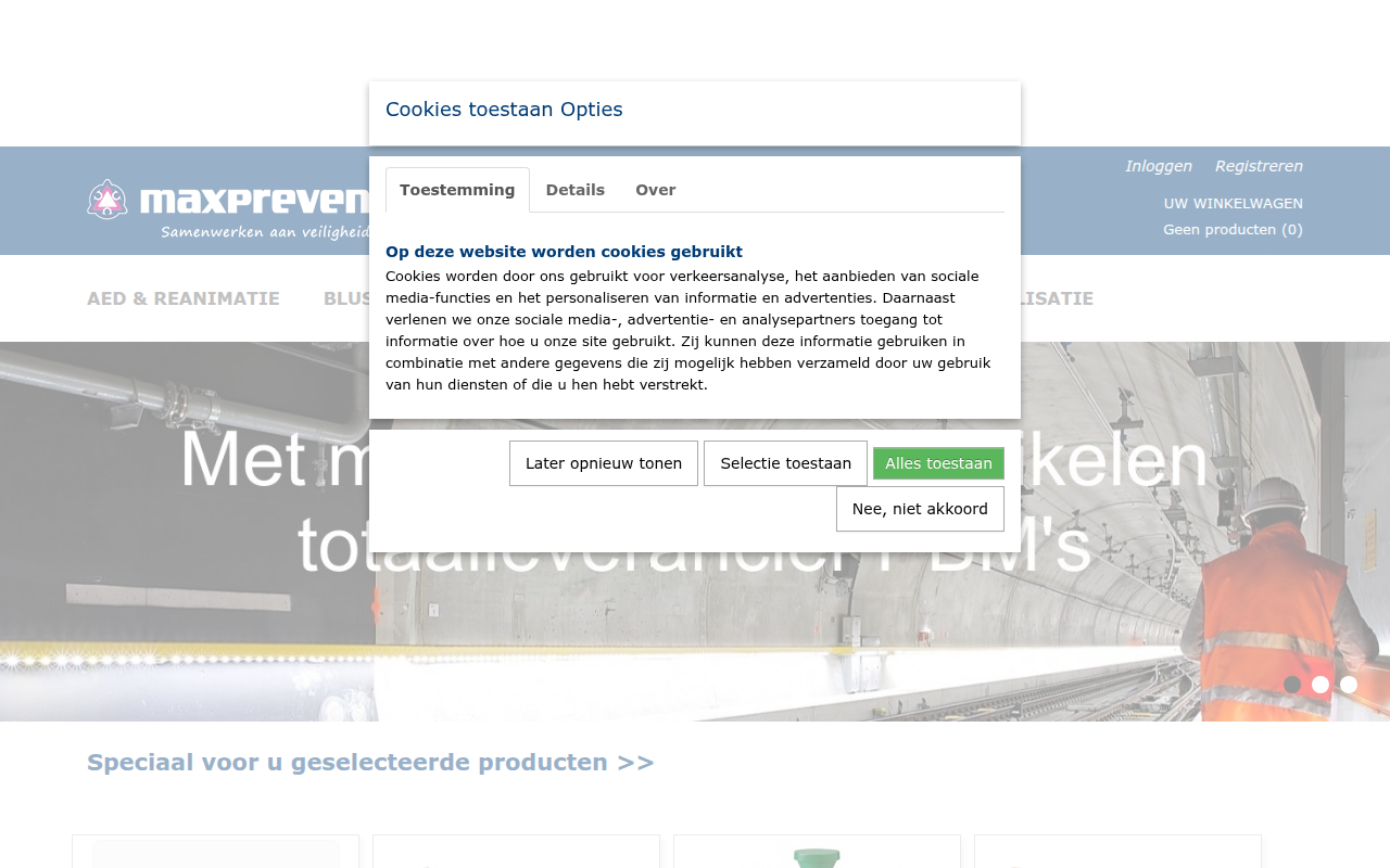 Screenshot van maxprevent-shop.nl