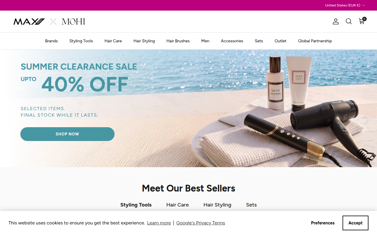 Screenshot van maxprohair.com