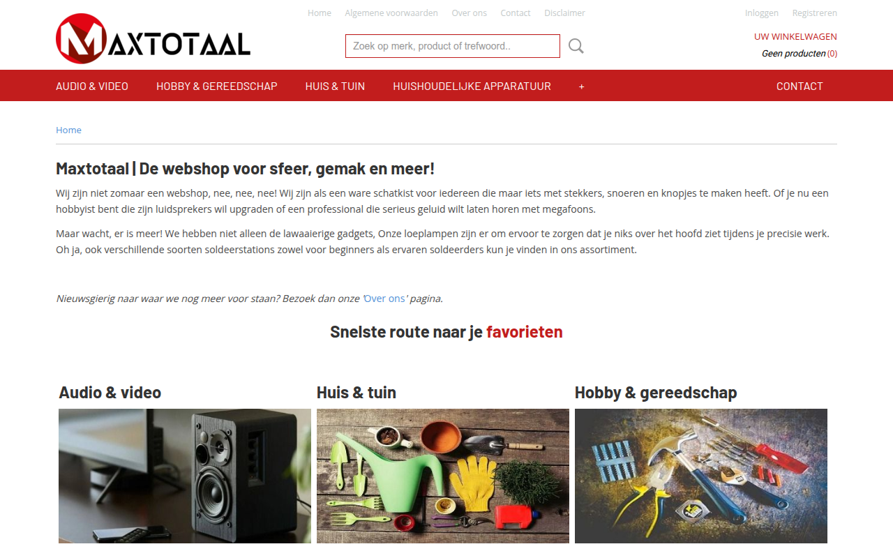 Screenshot van maxtotaal.nl
