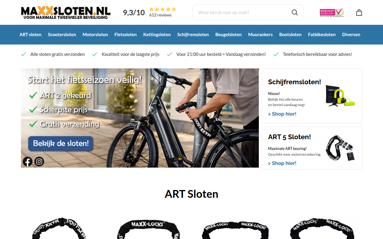Screenshot van maxxsloten.nl