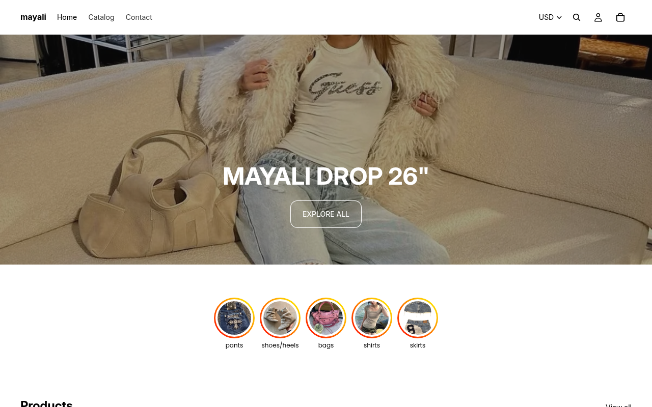 Screenshot van mayali.shop