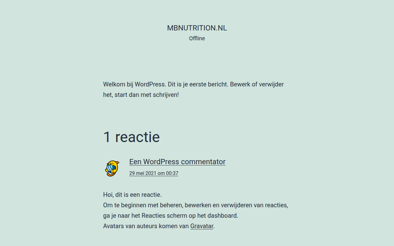 Screenshot van mbnutrition.nl