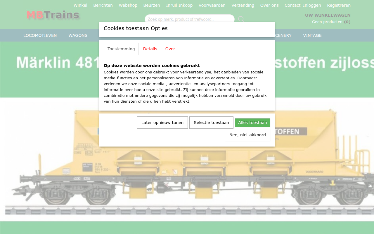 Screenshot van mbtrains.nl