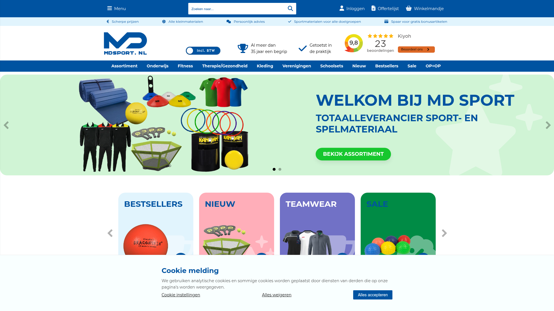 Screenshot van mdsport.nl